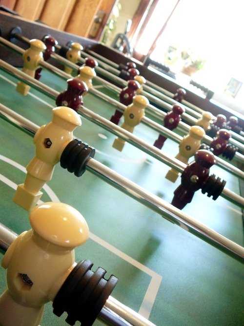 Fooooooos: Shannon won us a Foosball table at last nights social.