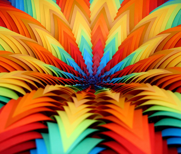 Over And Out by Jen Stark hand-cut stack of coloured paper, 2008