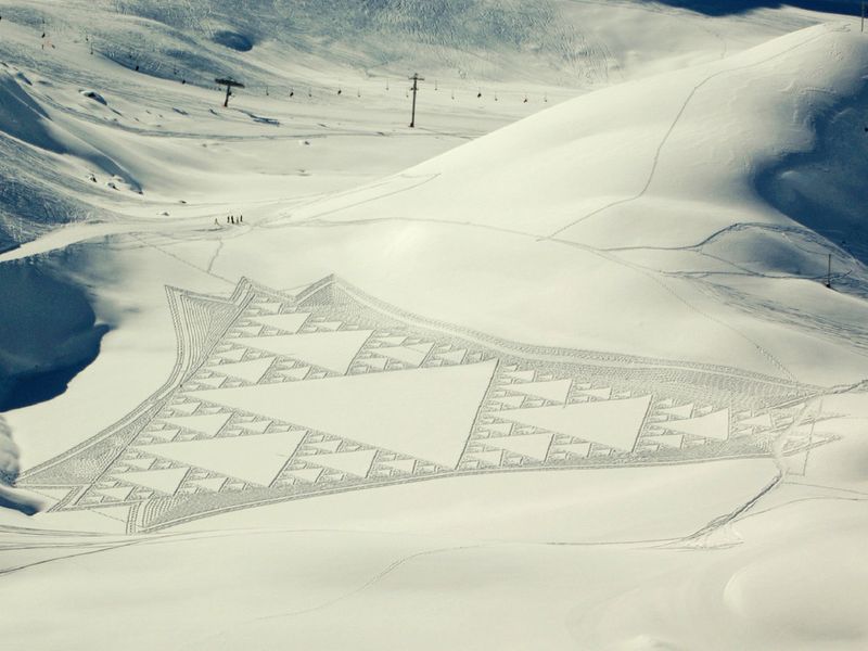 Forget crop circles, Sierpinski snow-triangles are the new hotness.