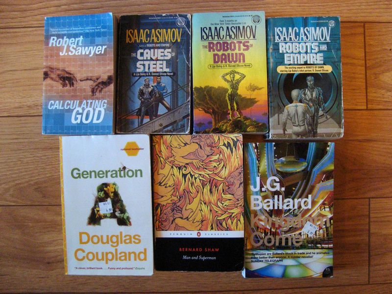 My haul for the day, including all but one of Asimovs Robot Series.
