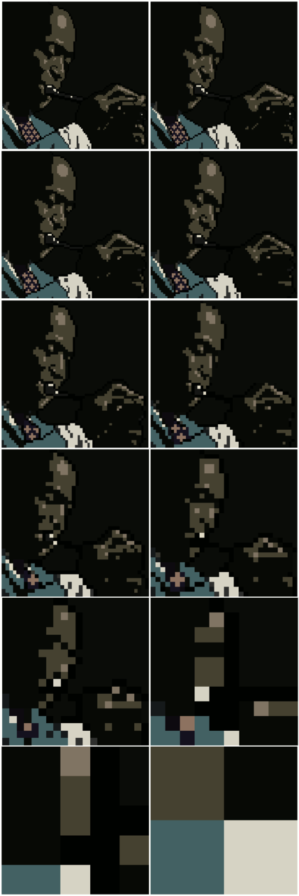 At what point does the copyright of the original photo not apply? Andy Baio was sued for his use of the first pixelized iteration for an album cover.