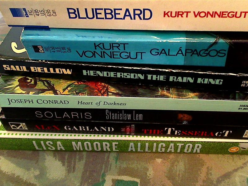 Serendipitous reading. Recently acquired used and borrowed books.
