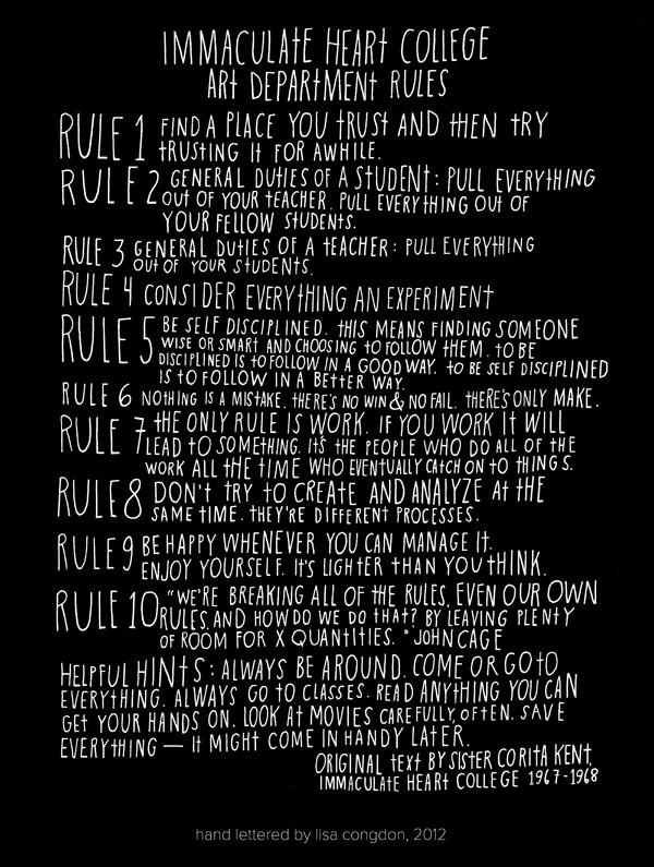 Art Department Rules. via I posted these rules by the RRC BIT photocopiers.
