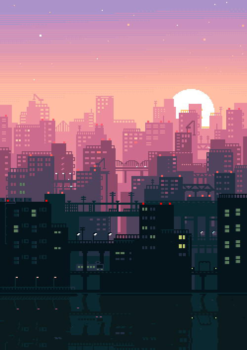 8-Bit skyline in Japan by @1041uuu. More 1041uuu gifs can be found on 1041uuu.tumblr including the original daytime version of the above skyline.