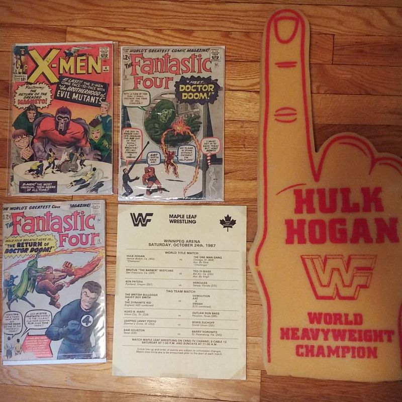 Sneak peek from todays sale at Viscount Gort: Fantastic Four # 5  10, X-Men # 4, Hulk Hogan Finger from 1987 match in Wpg.