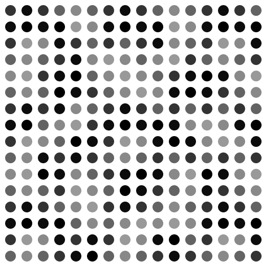 Circles traveling along the path of a Hilbert Space filling Curve.